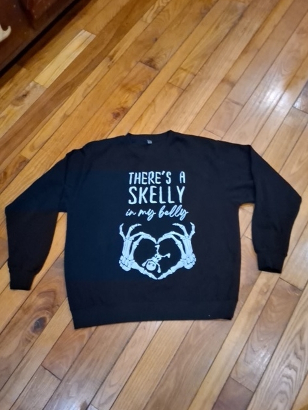 Black 'There's A Skelly In My Belly' Graphic Crewneck Sweatshirt
